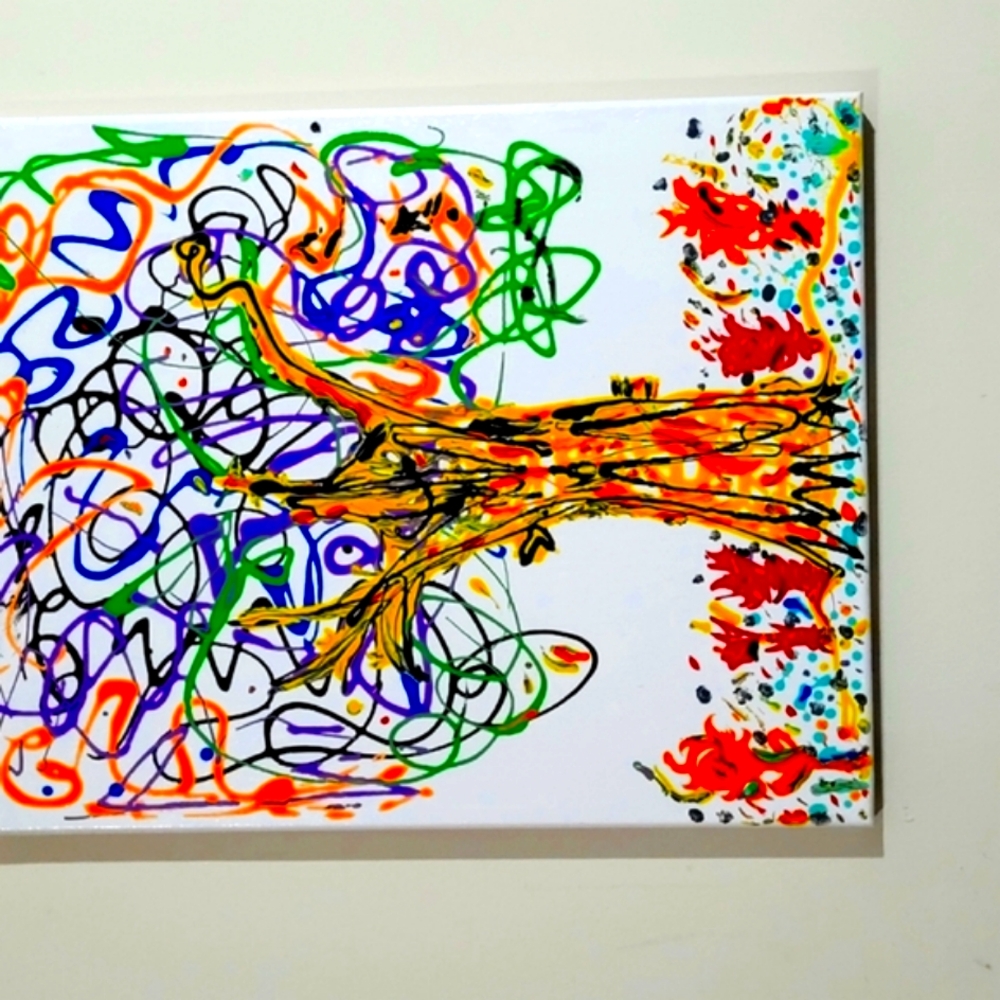 Abstract Yellow and Multicolor Canvas Art LEMON TREE PARTY